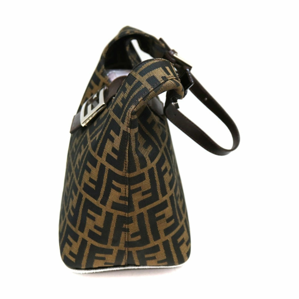 FENDI One Shoulder Hobo Bag Handbag Zucca Brown Canvas Leather - Picture 4 of 6